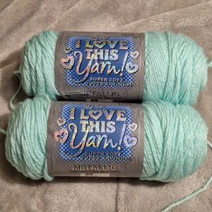 I Love This Yarn Metallic Aqua Sparkle 752 Discontinued Lot 2 252yd